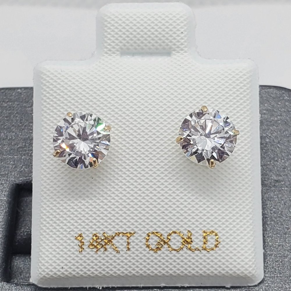 14 Karat Yellow Gold Push Backing Round Stud Earrings 6MM